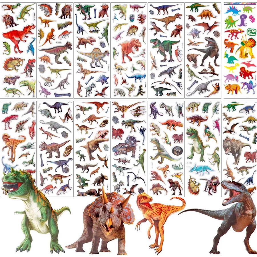 6/12/24pcs Self-adhesive Sticker Realistic Dinosaur Theme DIY Handicrafts Supplies for Journal & Phone Case & Suitcase Decor XJM