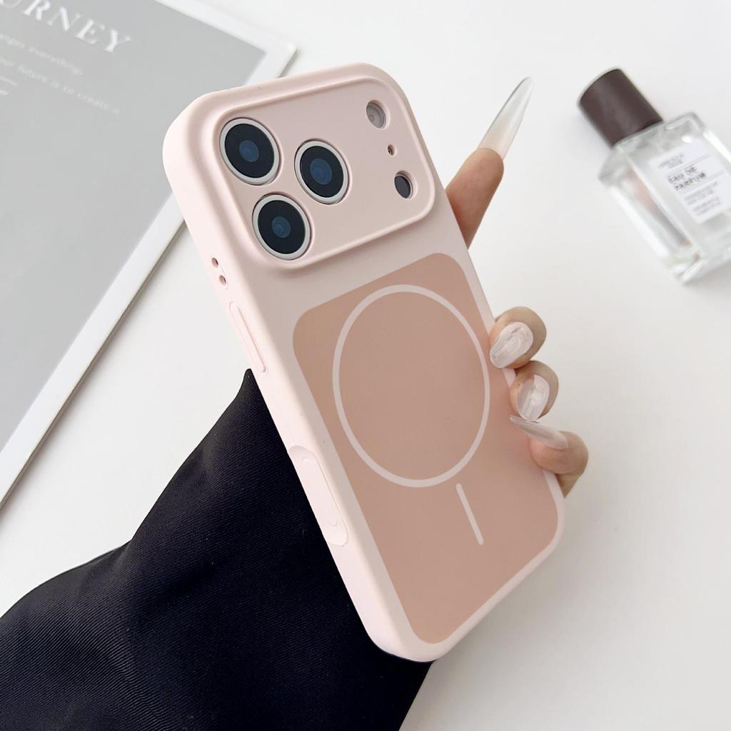 iPhone 17 PRO MAX Magnetic Shockproof Case: Liquid Silicone, Contrasting Color, Thin Ring Holder, Fits Apple 16