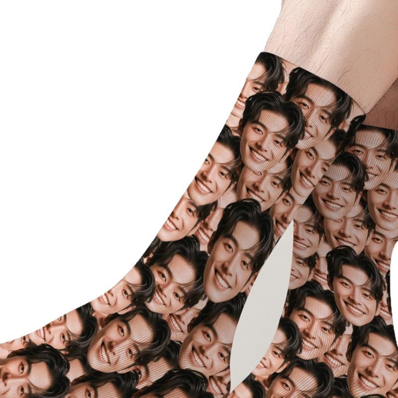 3D Face Print Socks – Personalized Christmas Gift, Polyester, Full 360° Design