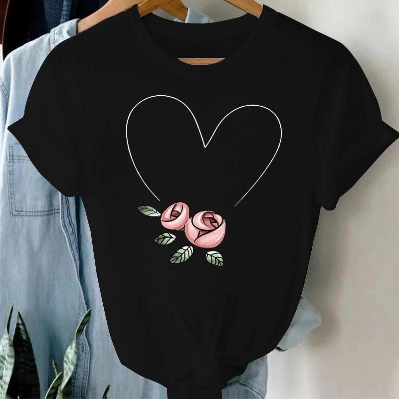 Balloon Red Heart Print Women T Shirt Short Sleeves O Neck Loose Women T Shirts Ladies Tee Shirt Tops Clothes