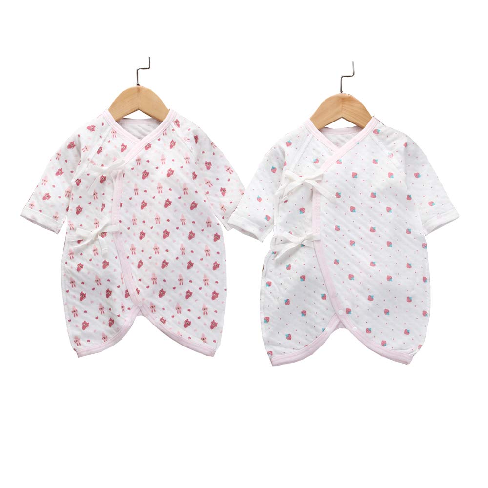 Baby Koi Baby Newborn Infant Combination Thick Long Sleeve Romper Coverall Print Rabbit and Strawberry 60cm Clothes, Undershirt, Autumn/Winter Set,