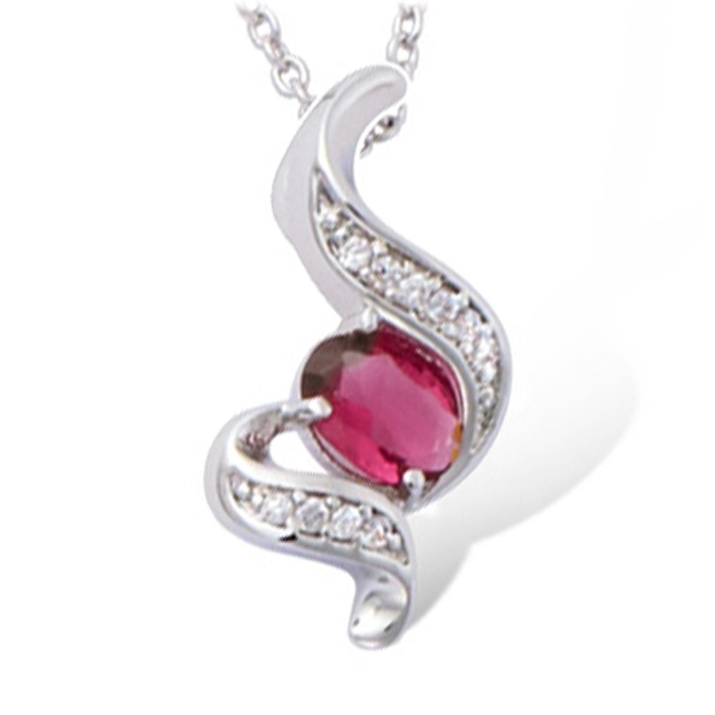 Les Trésors De Lily [M6202] - Silver Pendant 'Sissi' Silver-white Ruby ​​(rhodium-plated) - 18x10 Mm