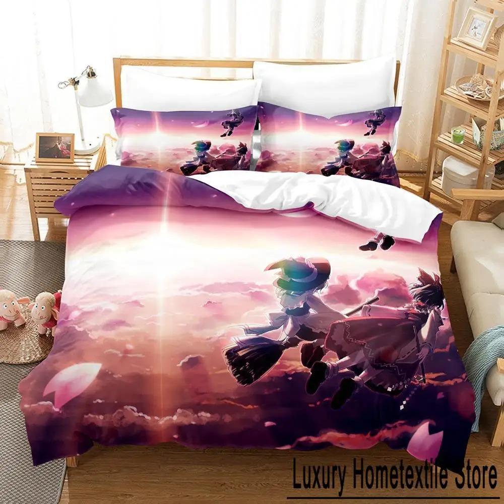 

3D Touhou Project Remilia Scarlet Bedding Set Cartoon Anime 3 Piece Duvet Cover Kawaii Girls Adult Kid Bedroom 70x133cm 2pcs