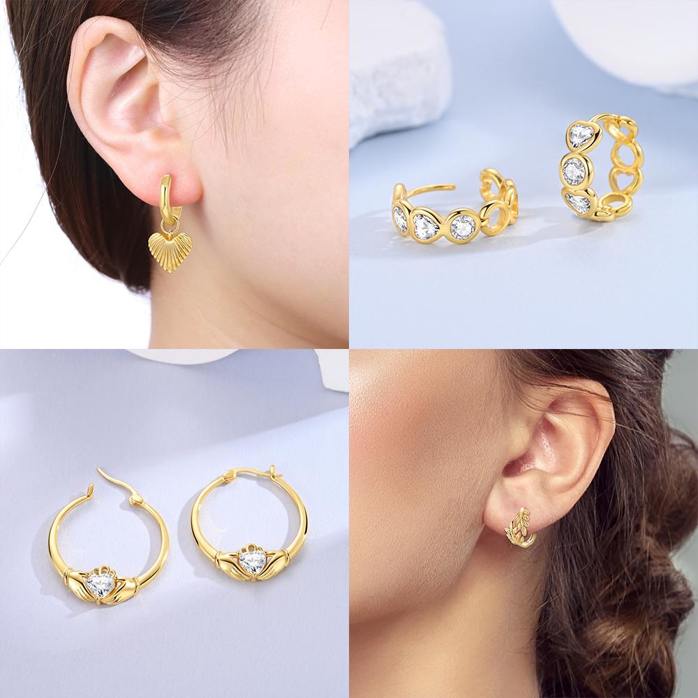 Original Earring Copper Heart White Zircon Lucky Hollowing Out Earring Delicate Women Jewelry Anniversary Gift