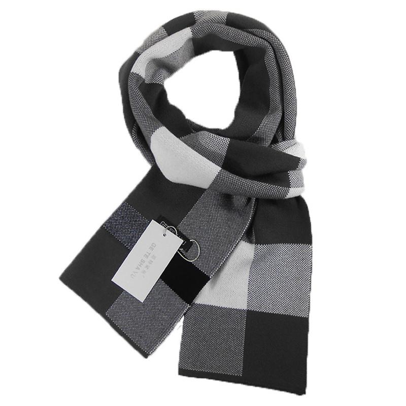 

Winter Men Knitted Scarf Fashion Plaid Warm Pashmina Neck Shawl Wrap Thicken Soft Neckerchief Business Male Accessories Bufandas