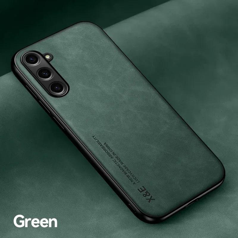 

Роскошный кожаный чехол для телефона Samsung Galaxy S24 FE S25 S23 Plus S22 S21 S20 Ultra с металлической пластиной, держатель для автомобиля For Samsung Galaxy S21