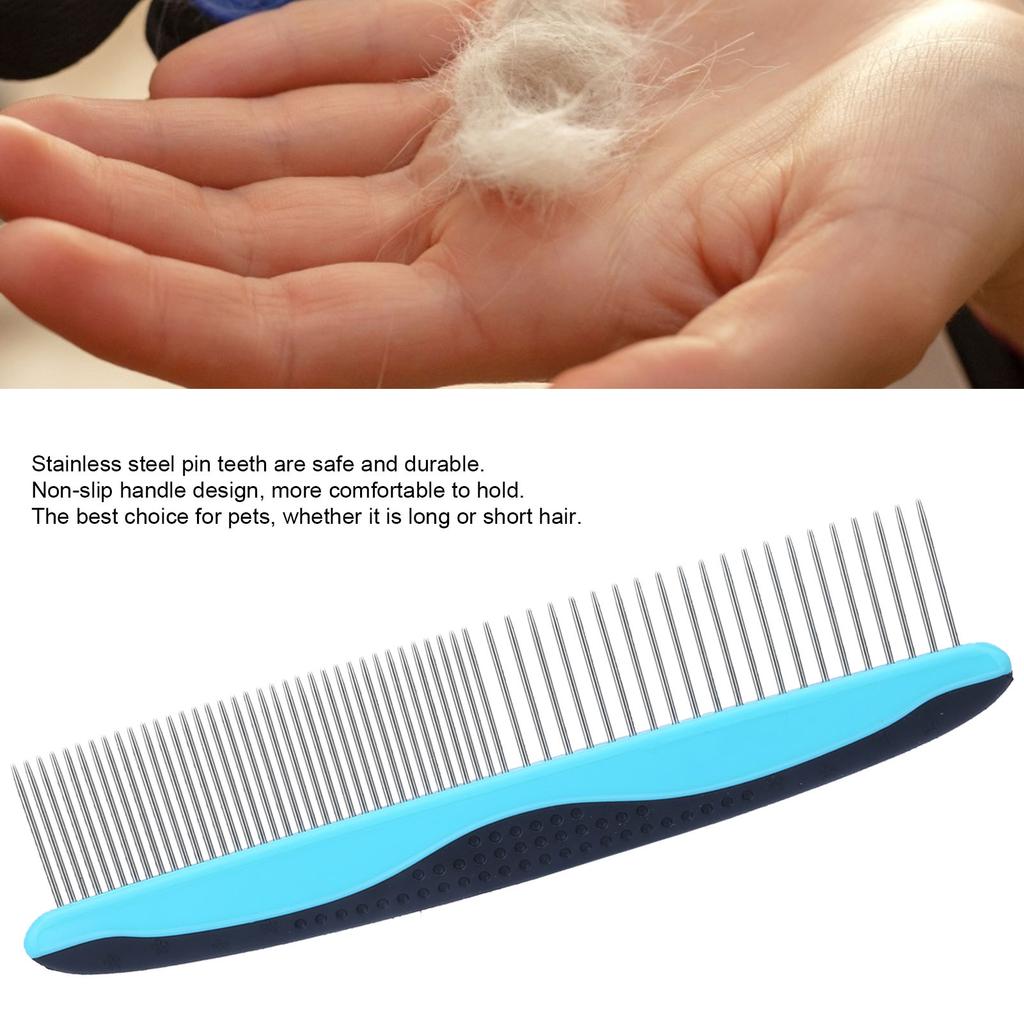 Hřeben pro mazlíčky Nerezová ocel Jehla Psi Štěně Hřeben na srst Odstraňuje zacuchání  (Modrý hřeben Row )
