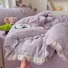 Washed Cotton Double Gauze Bedding Set Floral Ruffle Bed Sheets Bedroom