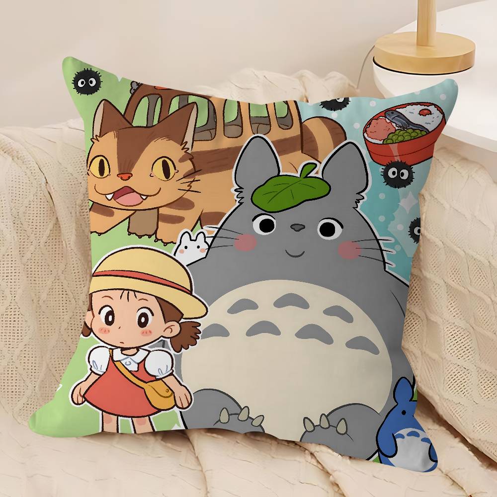 Anime M-Mein Nachbar Totoro Ahornblatt Design Kissenbezug Fröhliche Herbsternte Deko Feiertagsdeko Kissenbezug