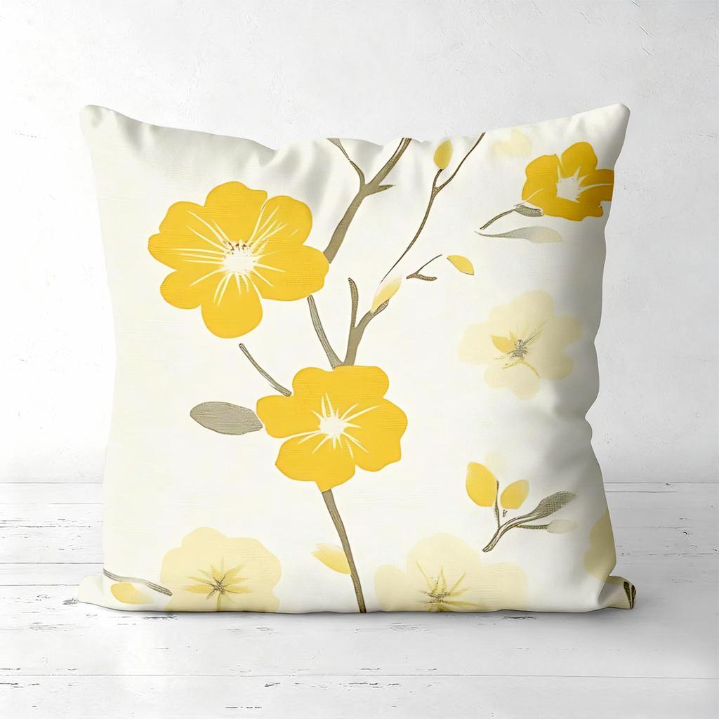 Set of  Yellow Floral Throw Pillow Covers Pattern Cushion Cover Suitable for Sofa Bedroom Car Pillow Cover