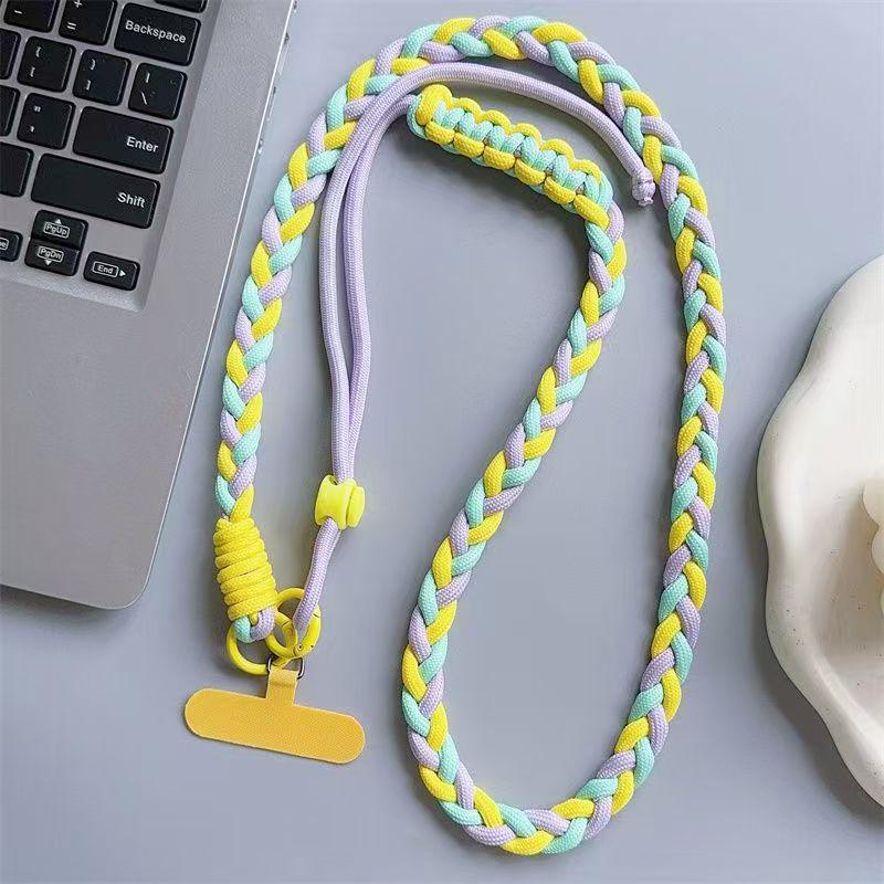 Colorful Braided Crossbody and Anti-Lost Adjustable Strap for Girls - Keychain and Mobile Phone Hanging Rope