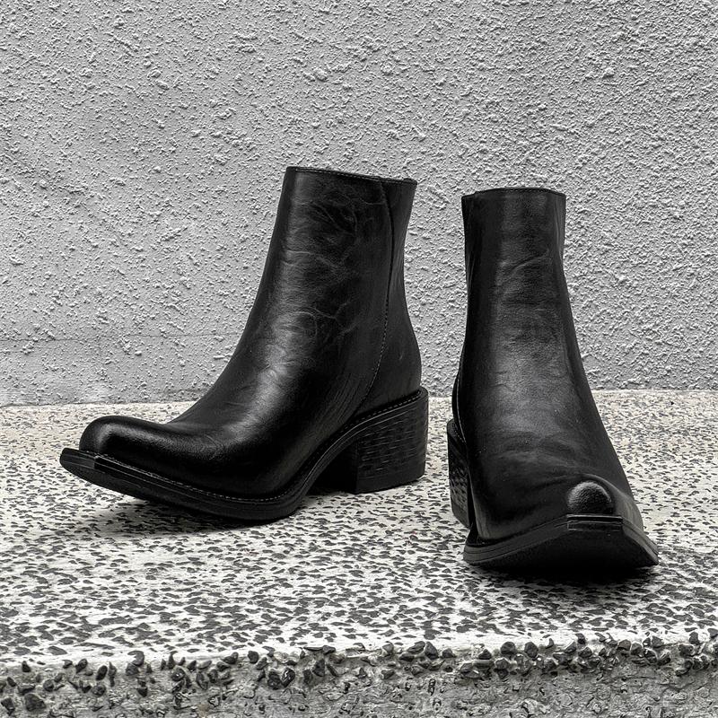 Hight Quality 2025 S/a New Classic British Style Black Men Leather Boots Pointed Hombre Daily Banquet Wedding Dress Casual Shoes
