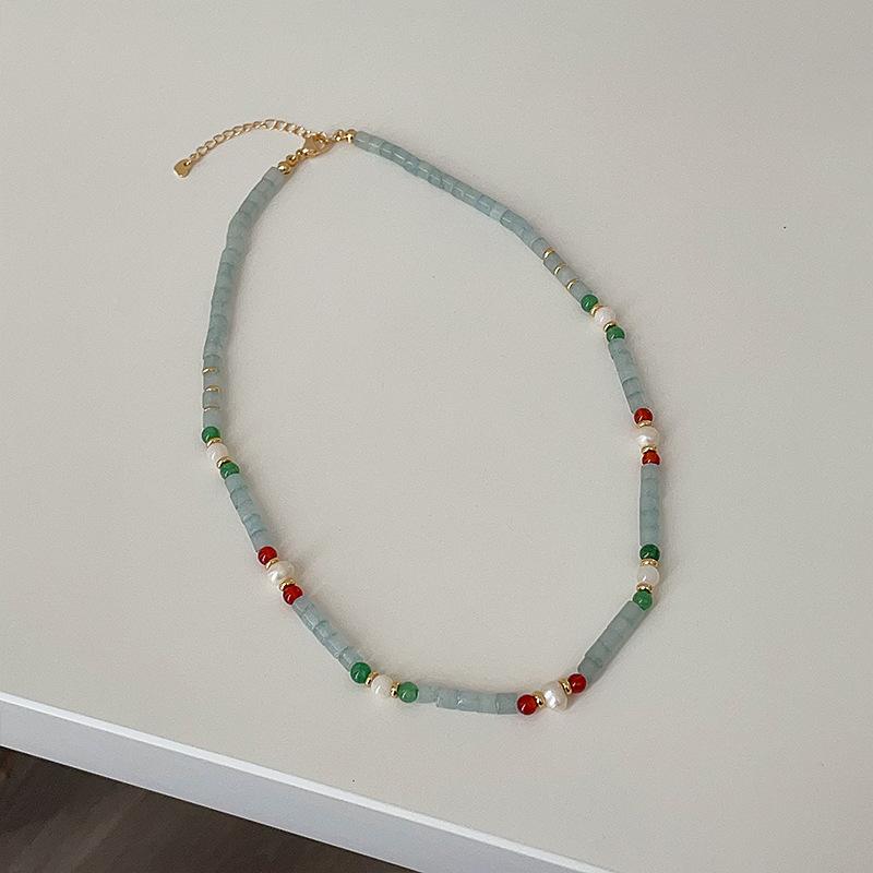 

Ретро Новое китайское ожерелье из натурального камня Ice Blue для женщин, высокое чувство, легкое, роскошное, элегантное, модное, универсальное, цепочка на шею, цепочка на ключицу