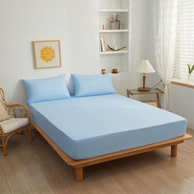 3PCS Bedding Set Fitted Bed Sheet With Elastic Band Solid Color Mattress Covers Protector For Single Double King Beds Single Double King Queen Beds