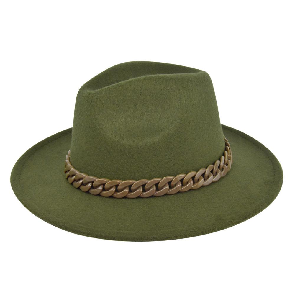 British retro jazz hat easiest for match chain hat women's large brim woolen hat felt hat imitation sheep hat flat brim hat no