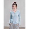 T-shirt à manches longues Henley ajusté pour femme