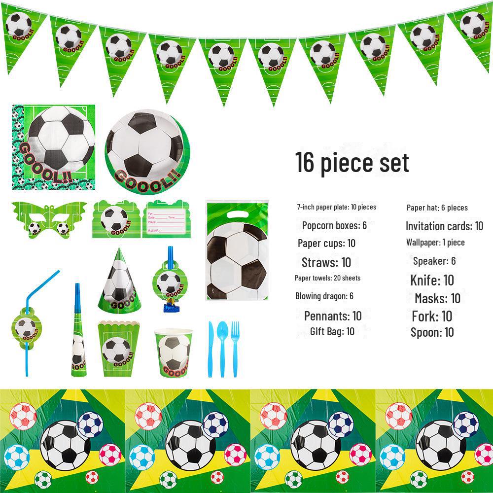 Hot-Selling Cartoon Kids' Birthday Party Football Pattern Set