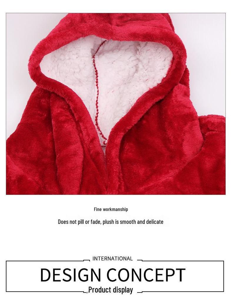 Unisex Hooded Fleece Blanket Pullover for Outdoor Warmth and Cold Protection