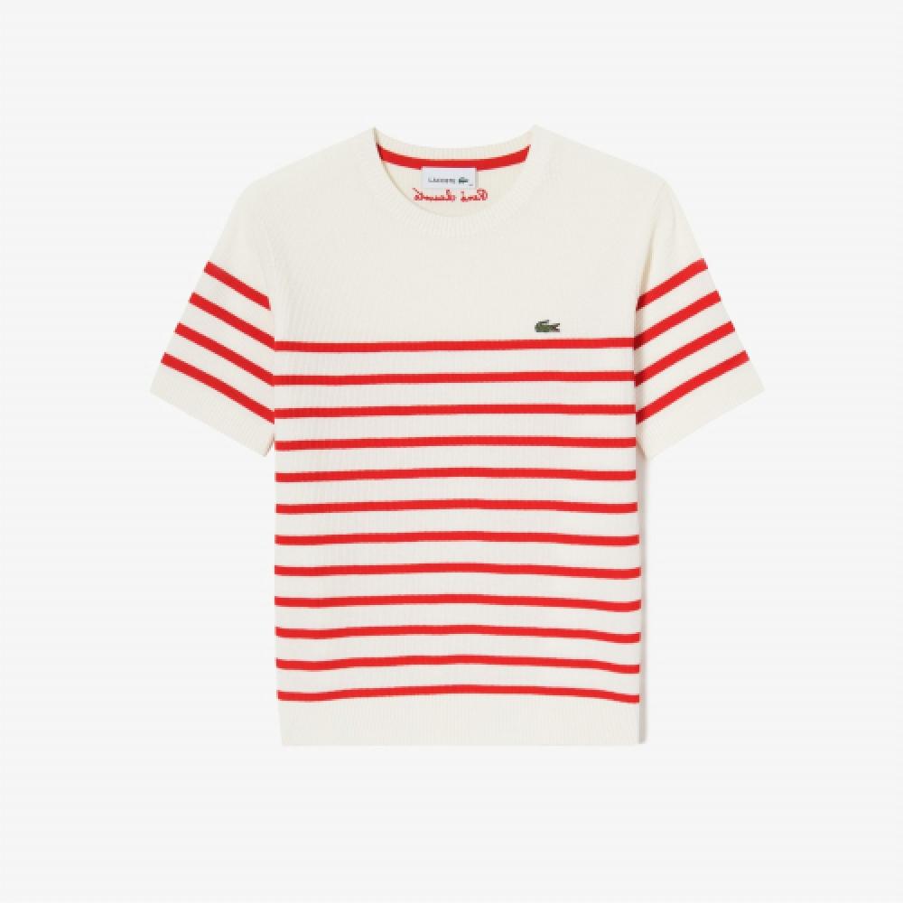 

LACOSTE Женский полосатый свитер с короткими рукавами [красный]