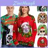 Luxuriös Weicher Damen Weihnachts Pullover Weihnachtsmann Katze Hund Xmas Pullover Oberteil