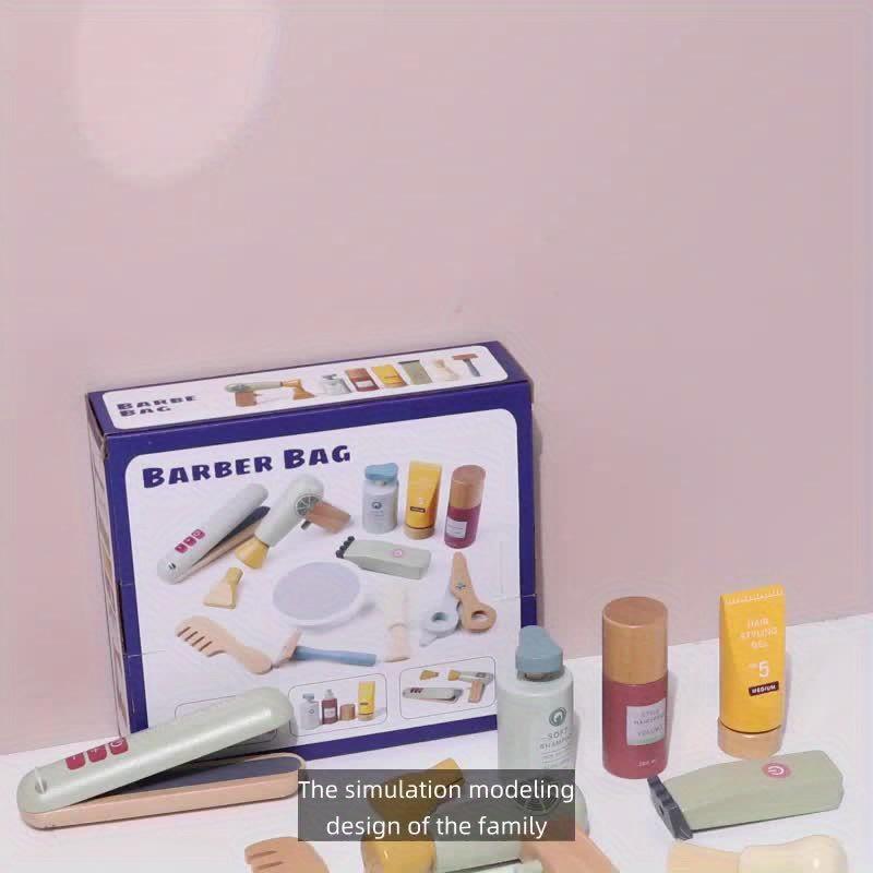 13ks Dřevěná kadeřnická sada Dětská kadeřnická sada, Dřevěná sada na líčení, Hračka pro individuální úpravu účesu, Chlapecká sada na holení