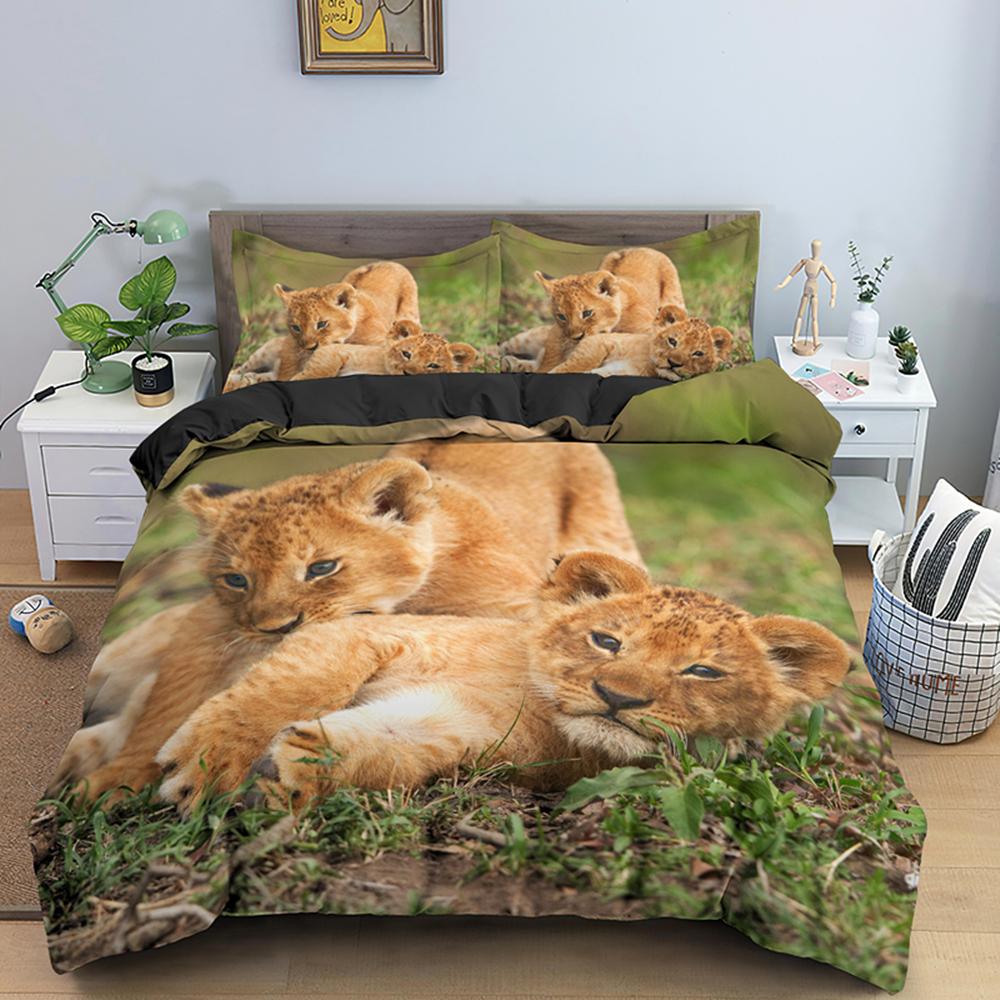 3D Lion Print King Bedding Set Custom Animal Adult Kids Queen Duvet Covers Comforter/Quilt/Blanket Cover Sets With Pillowcase