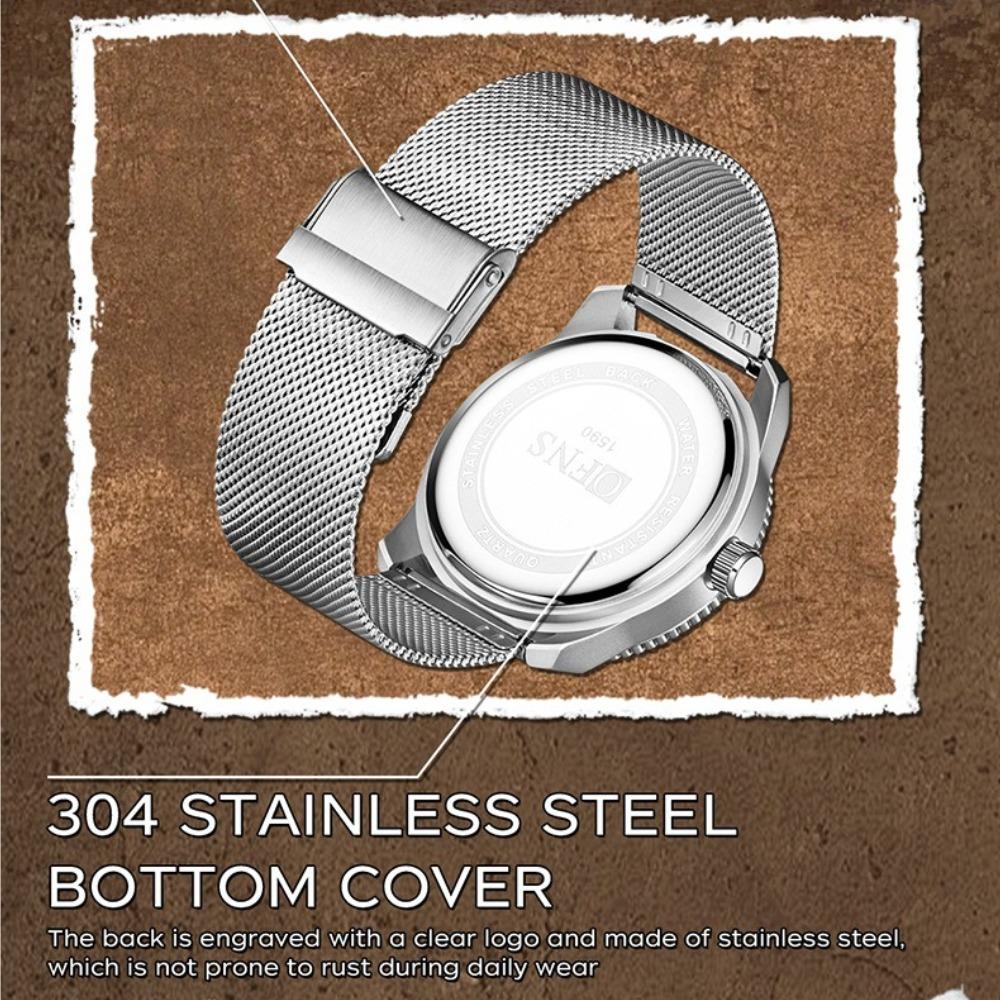 Ofns Brand 1590 Texture Mesh Belt Men's Watch Simple Digital Commuter Cross Border Quartz Luminous Waterproof Watches For Men