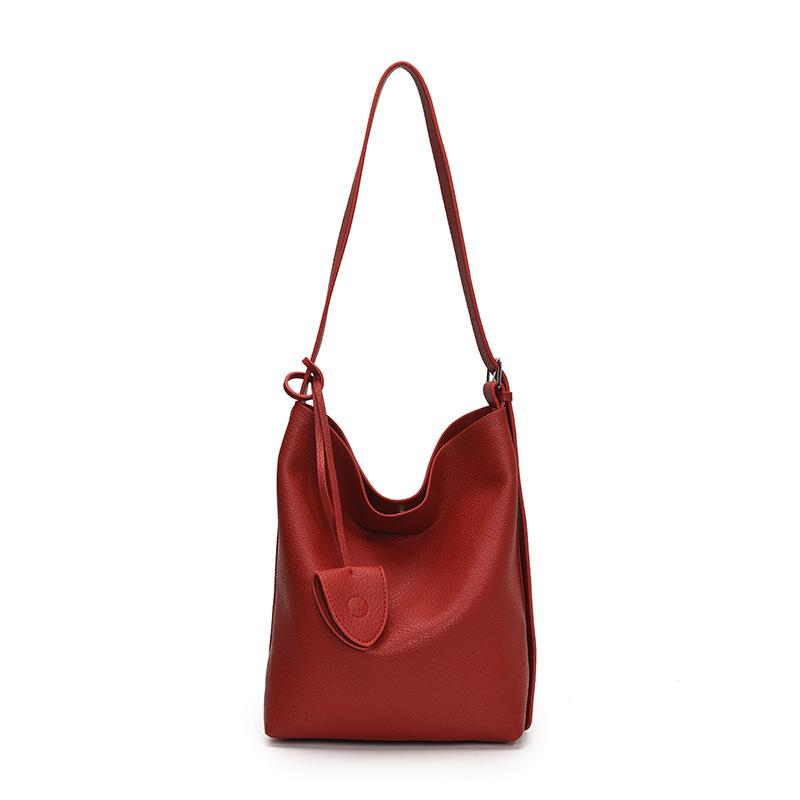 Bag Lady Frühling 2025 Neue Mode Einfache Retro Lässige Umhängetasche Textur Beliebte Eimertasche