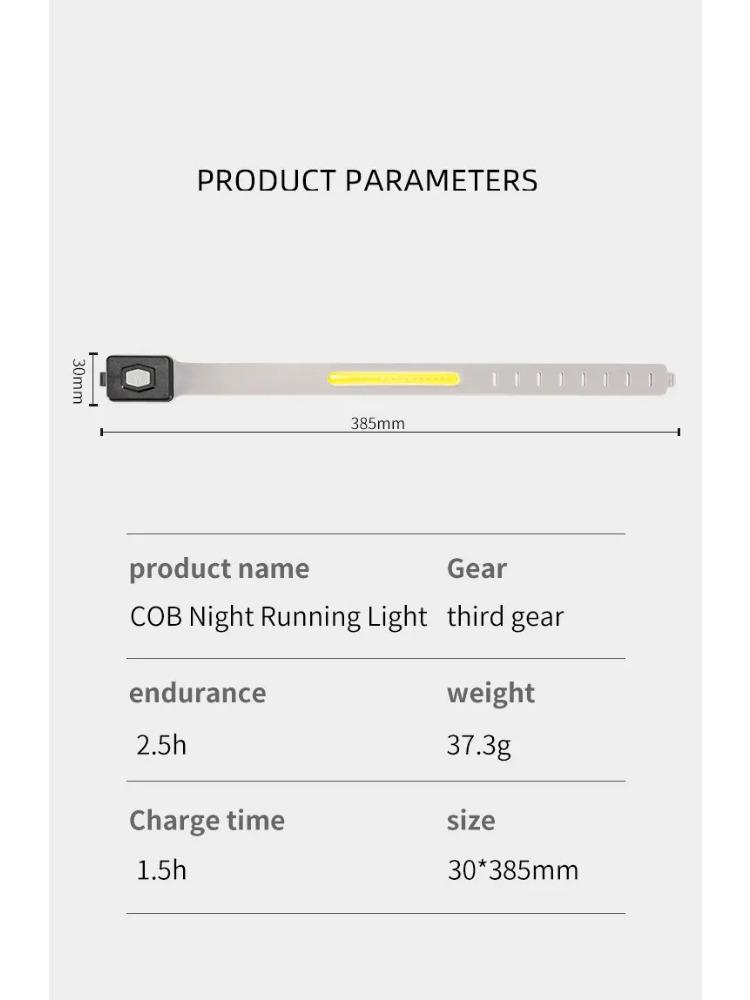 LED Mini Portable Armband Light COB Night Running Wrist Lamp 500LM Outdoor Camping Cycling Rechargeable Safety Warning Lantern