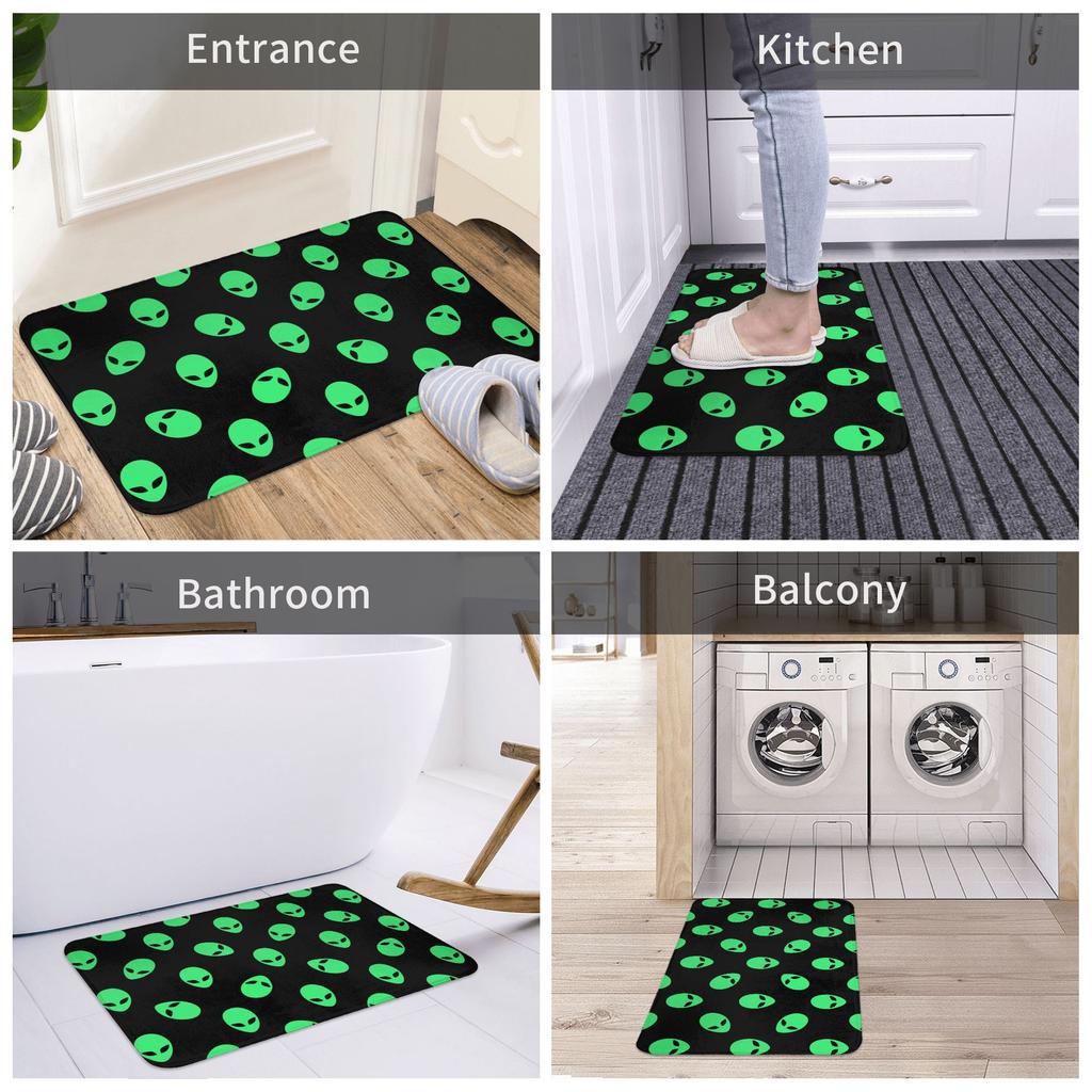 Universal vector icons alien heads Front Floor Door Entrance Mats Indoor Bathroom Kitchen Doormat Bedroom Carpet Rug