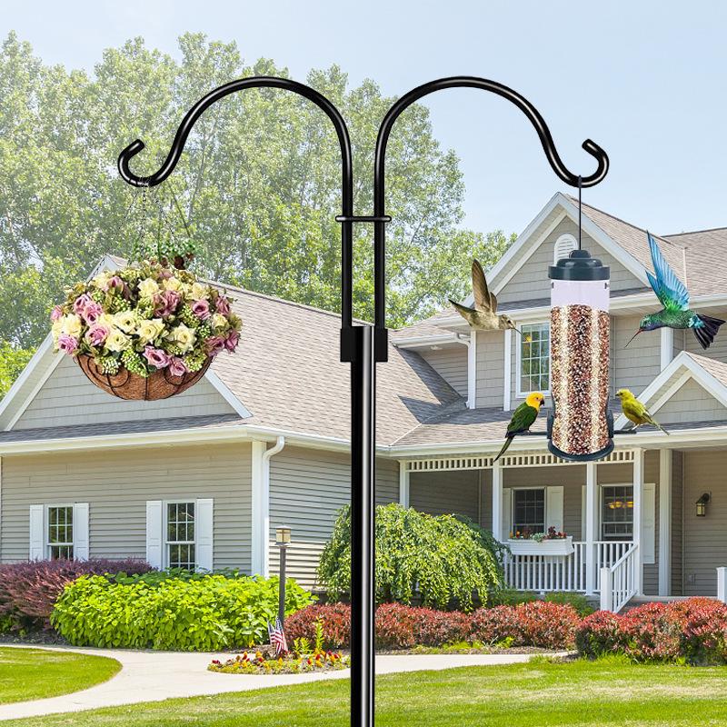 Garden Shepherd Hook: Double Hook Iron Art for Potted Plants and Decorative Lamps
