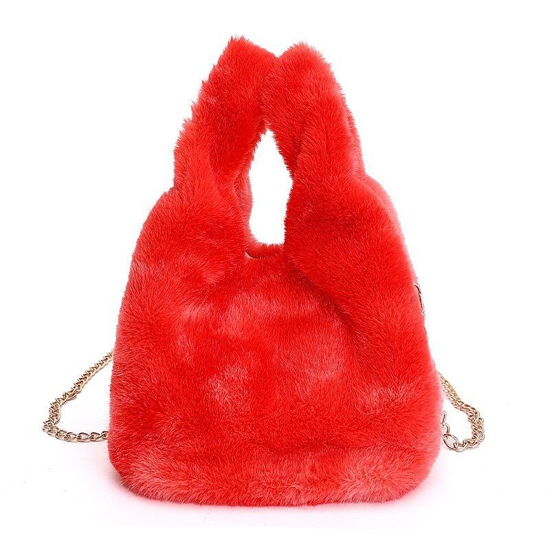 Women's bag autumn and winter new exquisite and cute plush multi-colored women's bucket bag high value foreign style shoulder messenger bag