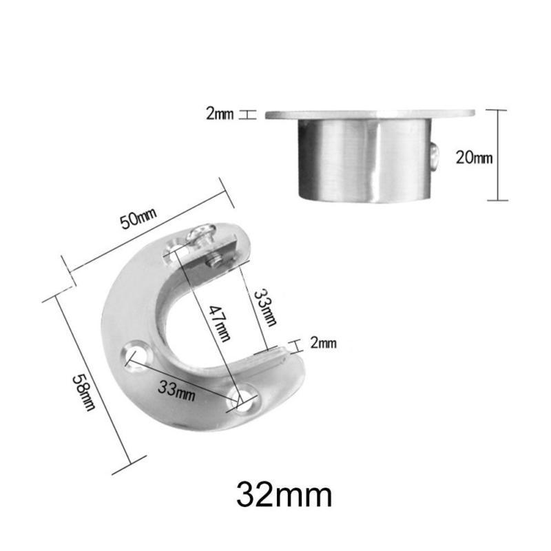 2pcs Closet Rod Wardrobe Pipe Hanging Rail Rod End Support Bracket 25/32mm Dia