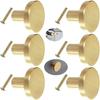 Set of 6 Round Brushed Gold Brass Furniture Knobs 20 X 25 Mm