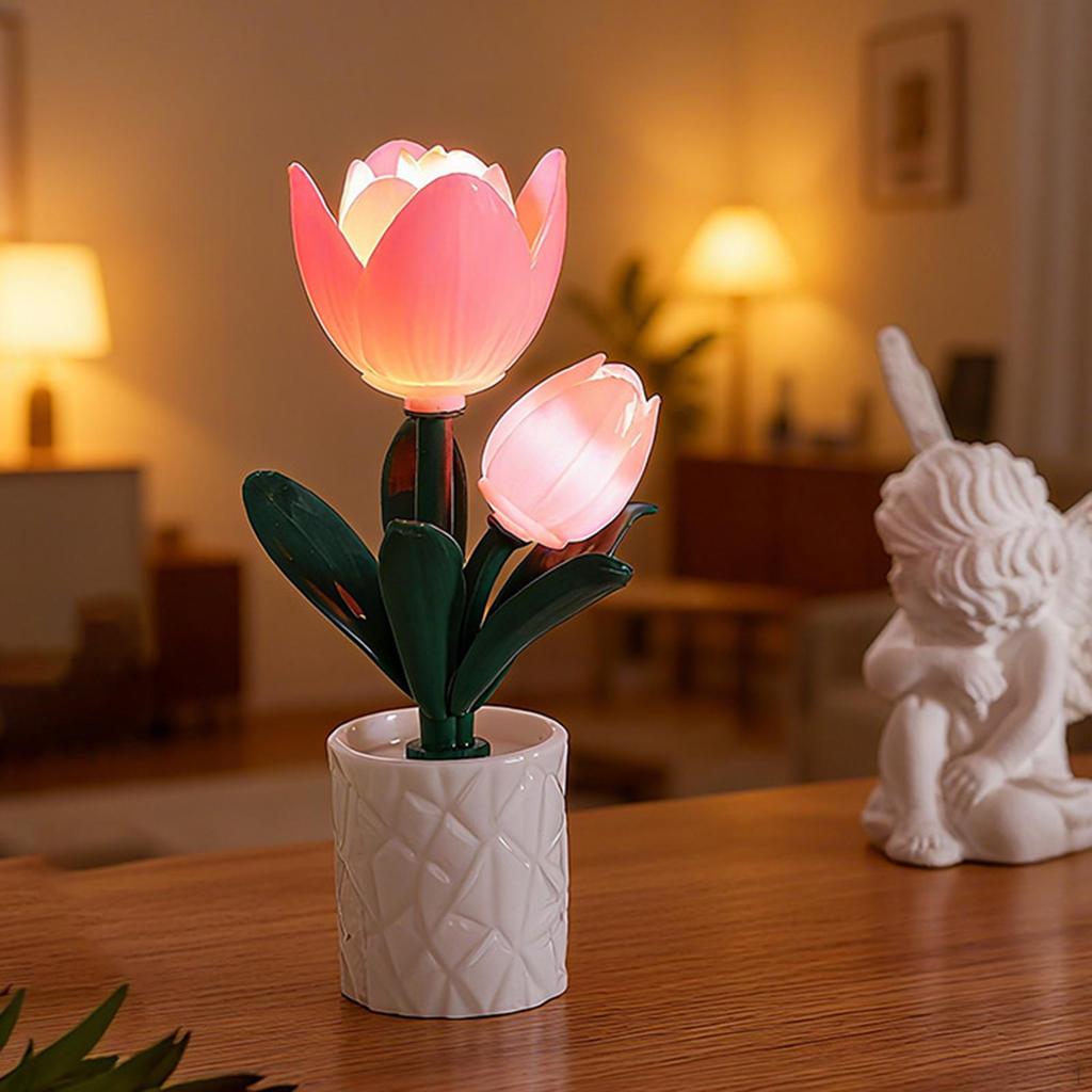 Flower Desk Lamp Ambient Light Building Blocks for Nursery