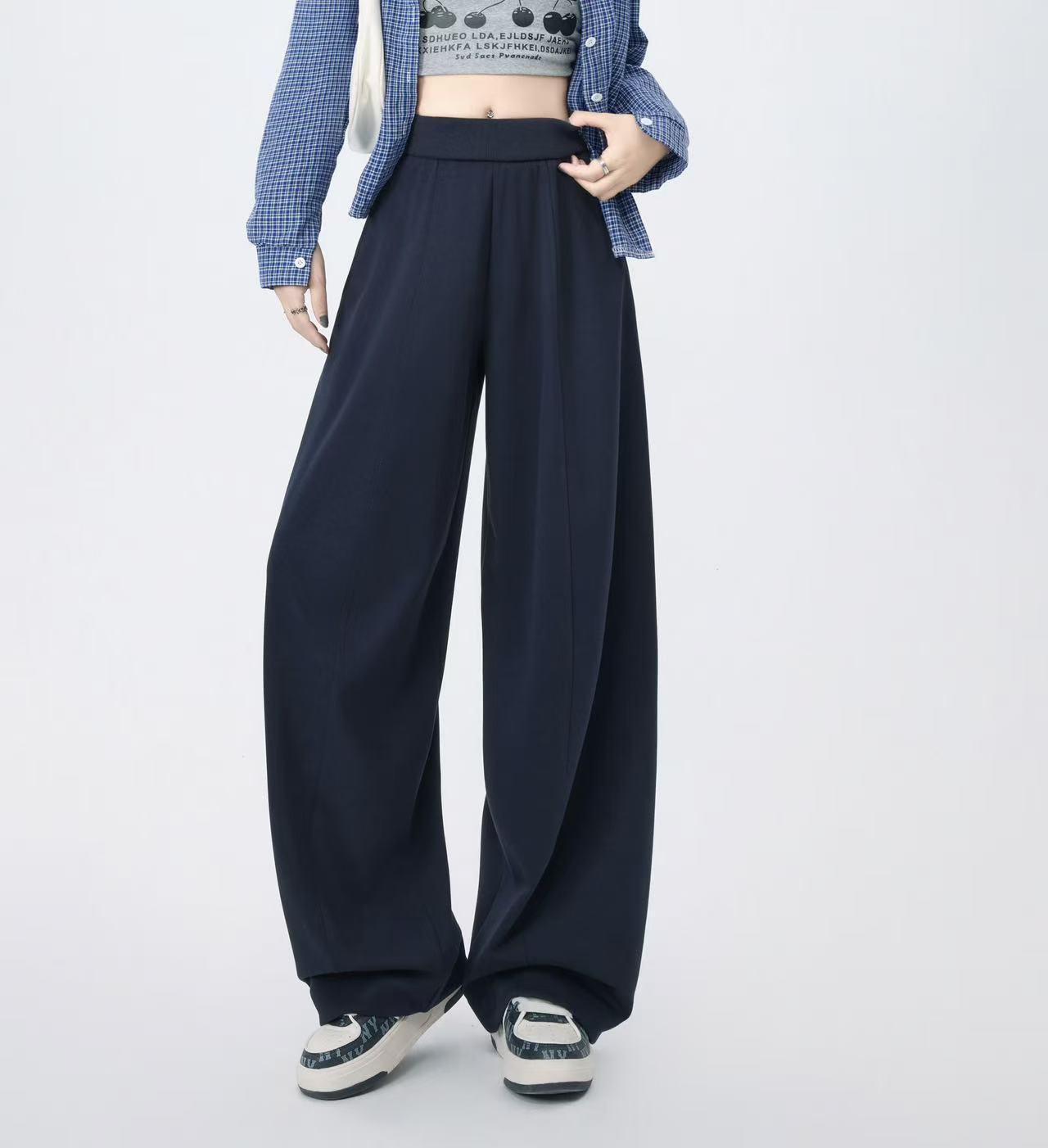 

Women s Casual Loose Sweatpants with Wide-Leg Balloon Style for Spring 2026 Medium темно-синий