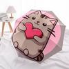 Cute Cat,Heart Holding Automatic Folding Umbrella Compact 8 Rib Design,Unique Style,Suitable for Everyday Outdoor Use,Perfect Gift for