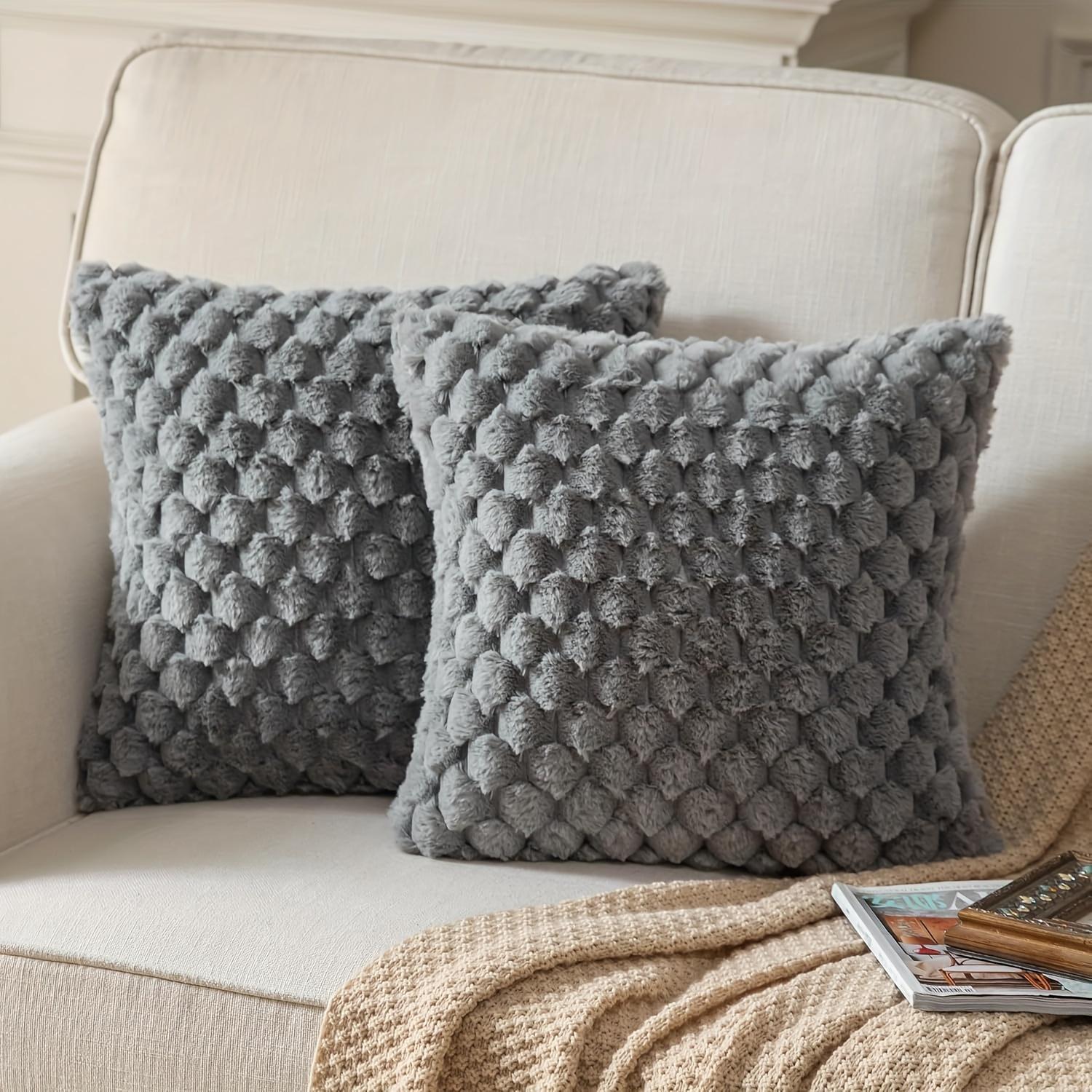 

Современный чехол для подушки, роскошный мягкий искусственный мех, односторонний декоративный чехол для подушки с застежкой-молнией, можно стирать в стиральной машине, подходит для домашнего декора 18inx18in серый