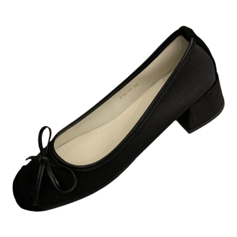 2025 spring and autumn new single shoes gentle wind fairy shoes light mouth bow soft flat bottom one pedal ladyshoes