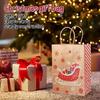 Handheld Christmas Gift Bag Kraft Paper with Handle  Printed Paper Bag Festive Gift Bag for Christmas Presents Party Supplies