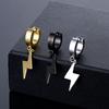 2pc Punk Hiphop Lightning Pendant Stainless Steel Earring korean fashion Women Men Circle Ear Stud Earring Jewelry Ear Accessory