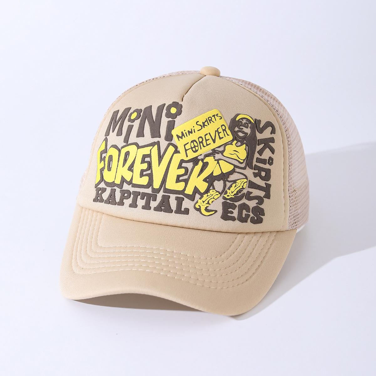 American Forever Printed Letter Baseball Cap Men S And Women S Sunshade Color Matching Trendy Brand Street Summer Mesh Truck Hat Adjustable