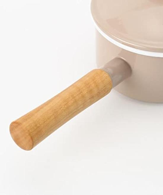 Nodahoro Enamel Made in Color Saucepan, 14cm, Gas/IH Compatible, Single-Handed Pot, Japan, Beige, CL-14NBE