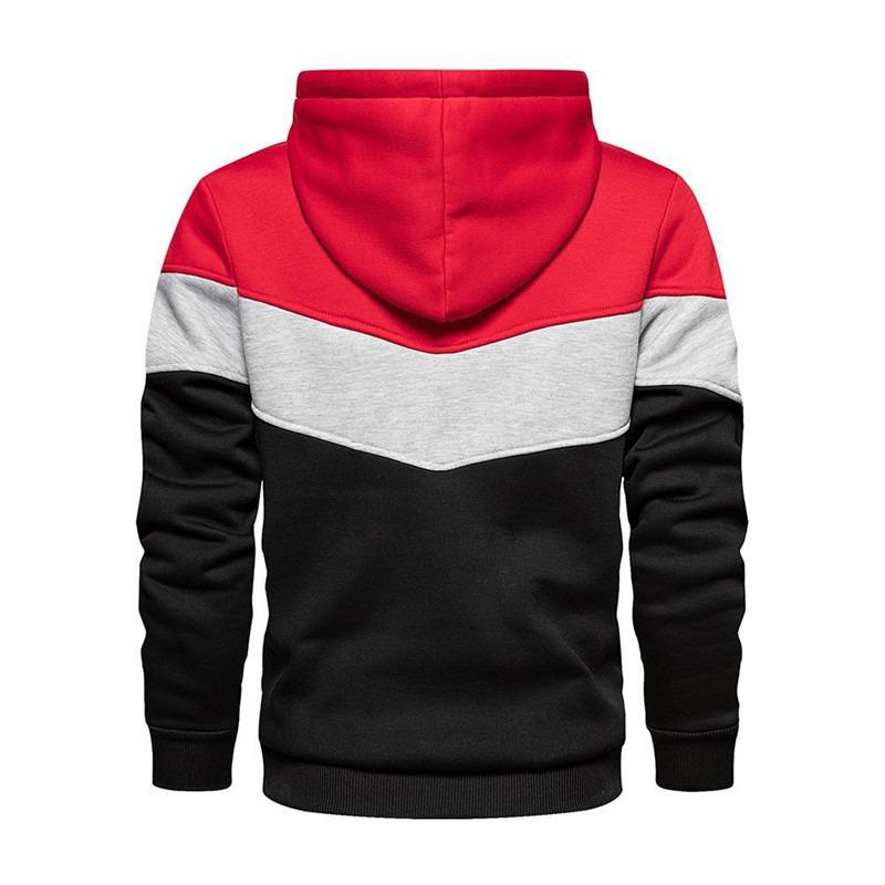 Autumn-style Color-blocked Loose-fitting Casual Pullover Hoodie with Side Seam Pockets for Young People