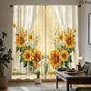 2-Piece Set Fashionable Sunflower Seasonal Theme Curtains 100% Polyester Material for Bedroom Decor