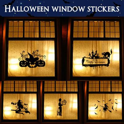 Halloween Decal Halloween Window Wall Glass Creative Atmosphere Witch Pumpkin Halloween Sticker