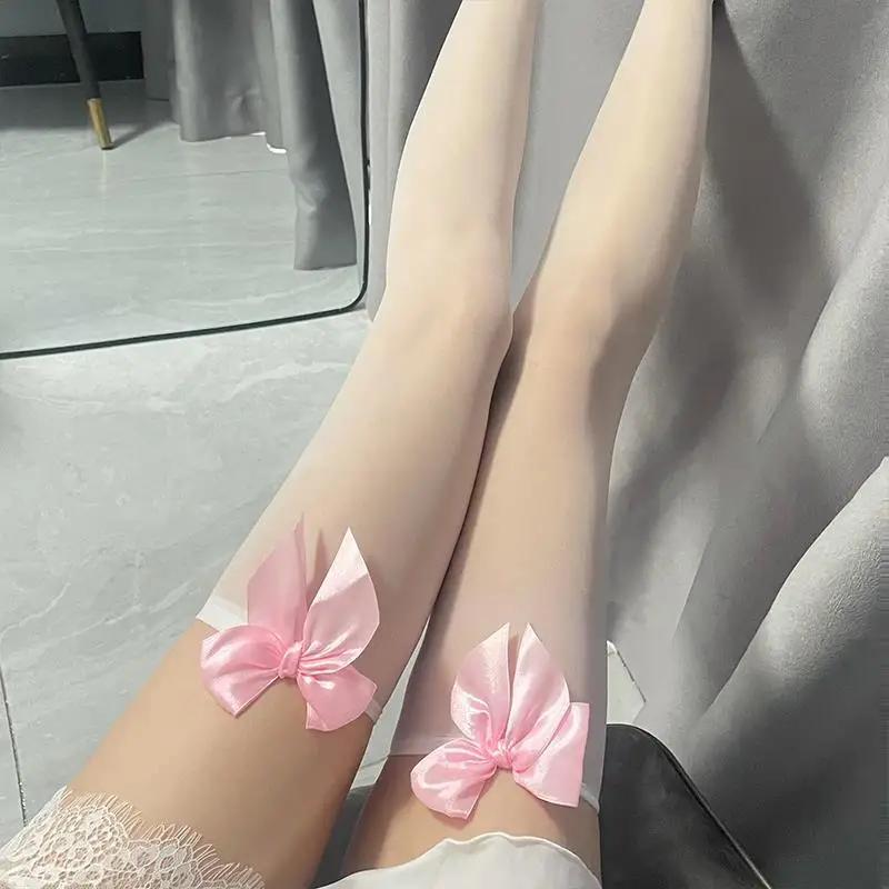 Sexy Black Pantyhose Sexy Mood Half Lace Love Device Underwear Long Female Over-the-knee White Pantyhose Mesh Thigh High Socks