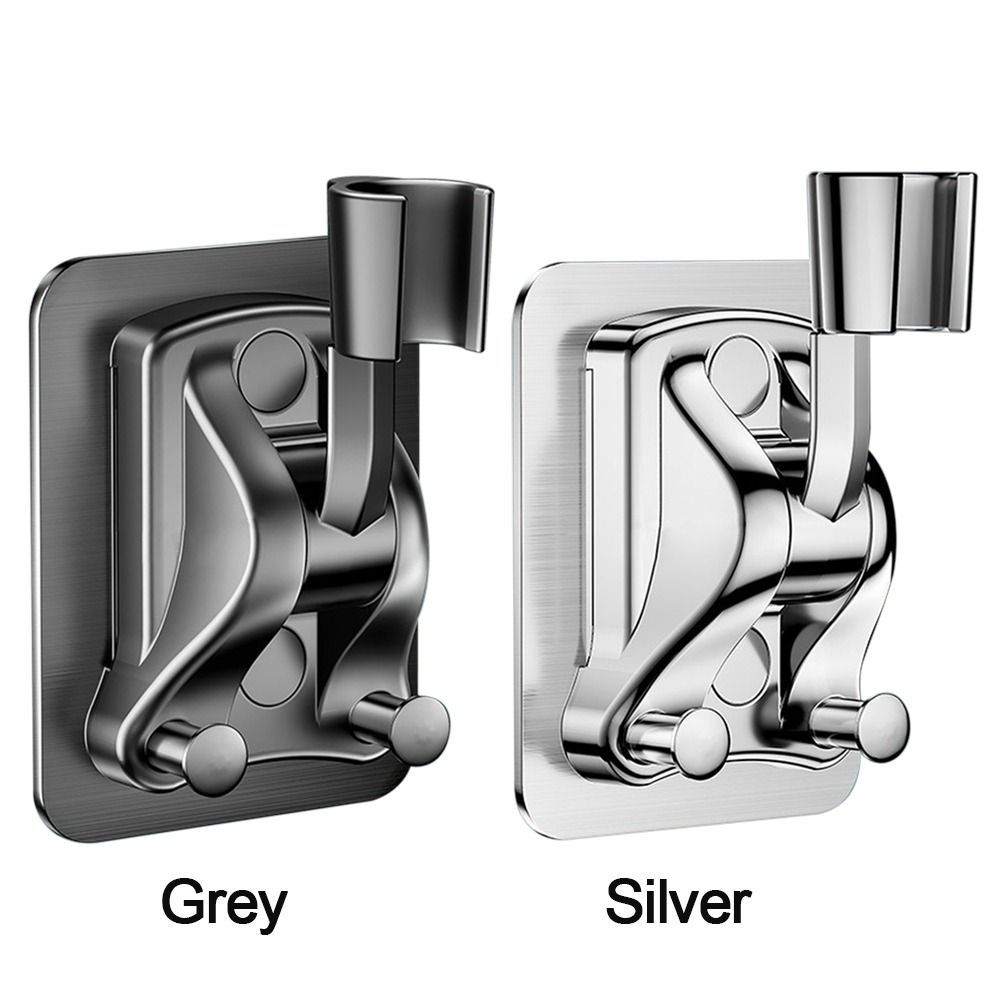 Adjustable Shower Head Holder with hooks Wall Mounted Handheld Sprayer Support Self-Adhesive Showerhead Bracket