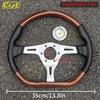 JDM Classic Vintage D Shape Steering Wheel Wooden Sports Steering Wheel for Universal