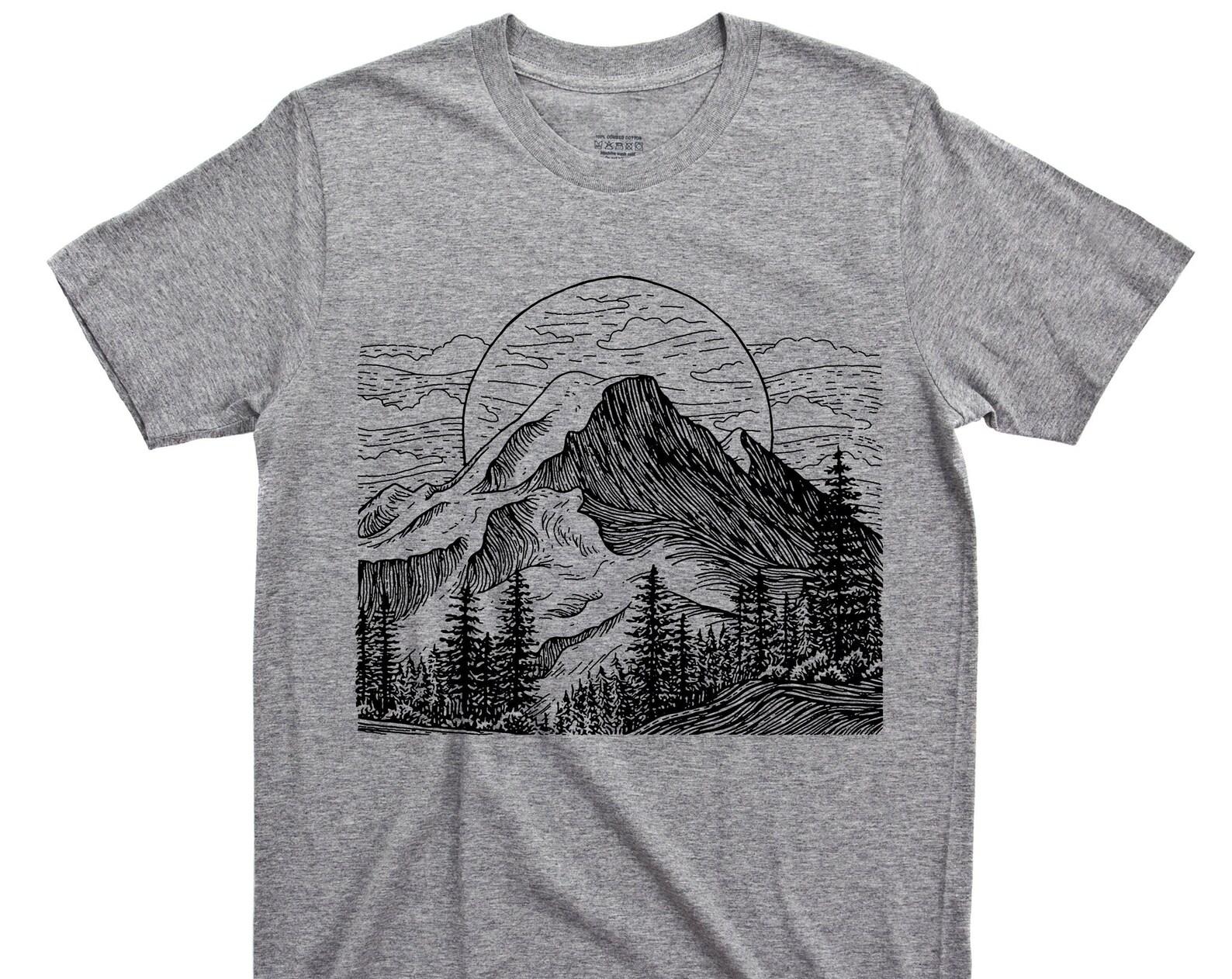 Full Moon Rising Behind Mountains T Shirt - Camping In The Forest Woods Nature Fresh Mountain Air Graphic TShirt S
